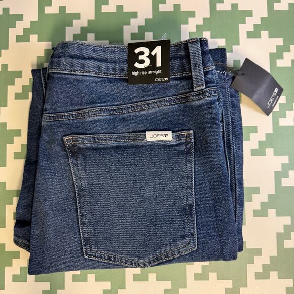 Joe’s Jeans Indigo Rinse Raw Hem Mid Rise Straight Leg Size 32 x 31.5 Ankle NWT - Picture 2 of 5